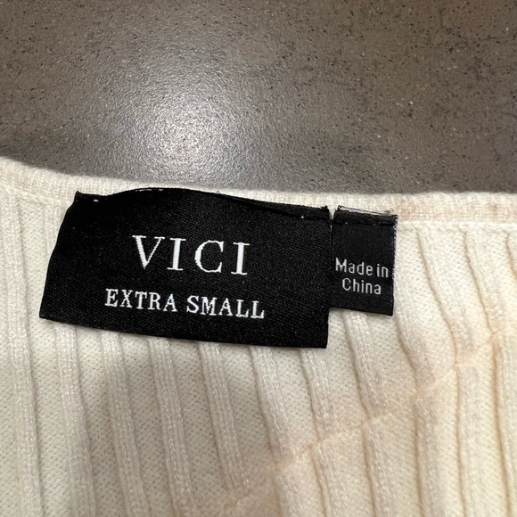 Ivory Ribbed Knit Off One Shoulder Sweater Sz: XS - Picture 4 of 5